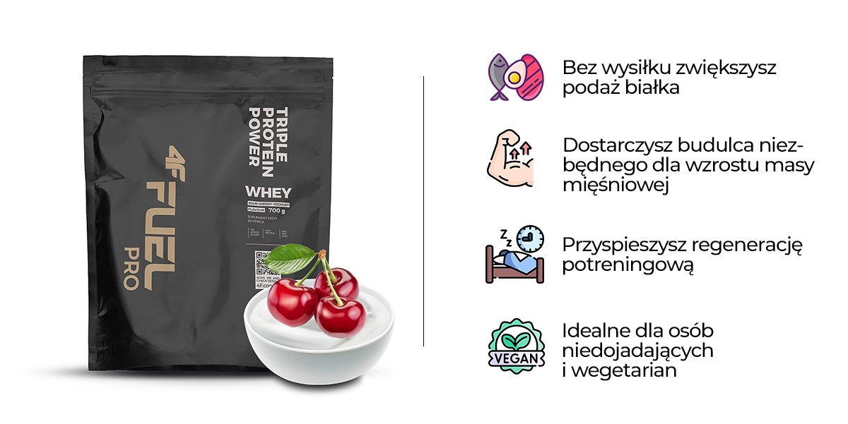 Białko Serwatkowe 4F FUEL-WHEY001 - wiśniowo-jogurtowy - 700g