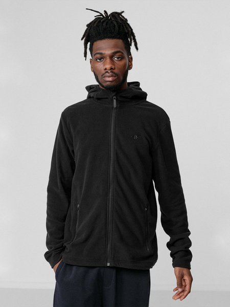Bluza męska z kapturem rozpinana polarowa 4F H4L22-PLM351-20S