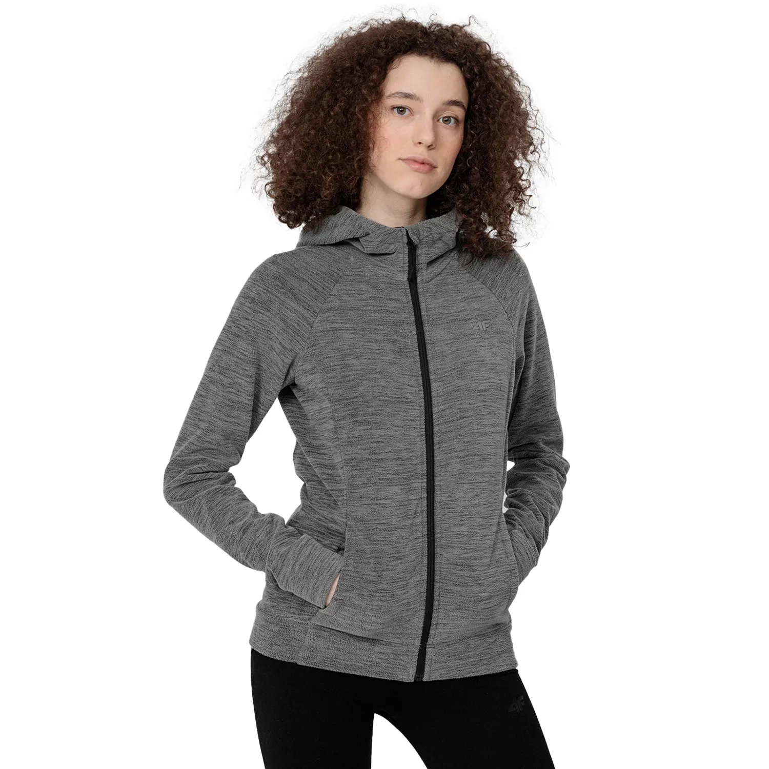 Bluza damska z kapturem rozpinana polarowa 4F H4Z22-PLD351-24M