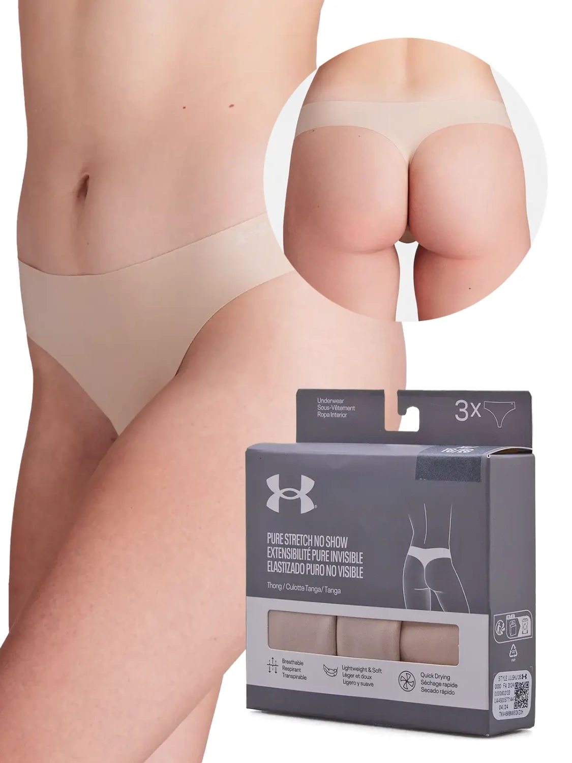 Majtki damskie stringi Under Armour 1383893-500 3-PAK