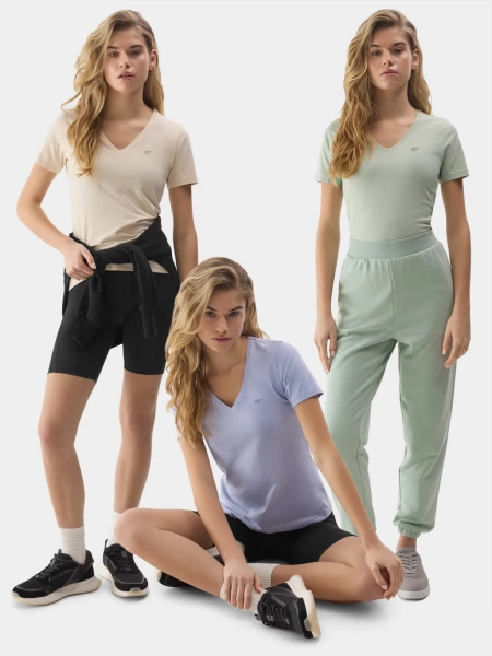 Koszulka damska 4F 4FWAW24TTSHF2520-90S 3PAK