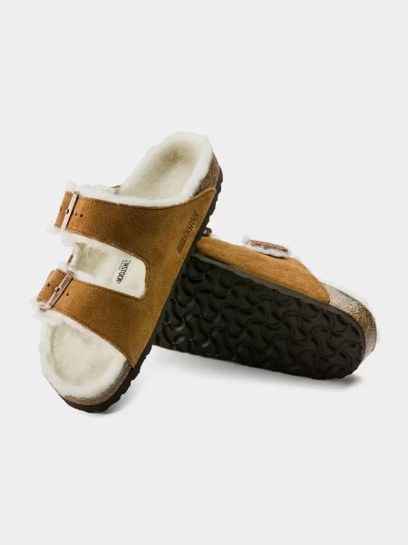 Klapki damskie BIRKENSTOCK ARIZONA SHEARLING MINK 1001135 