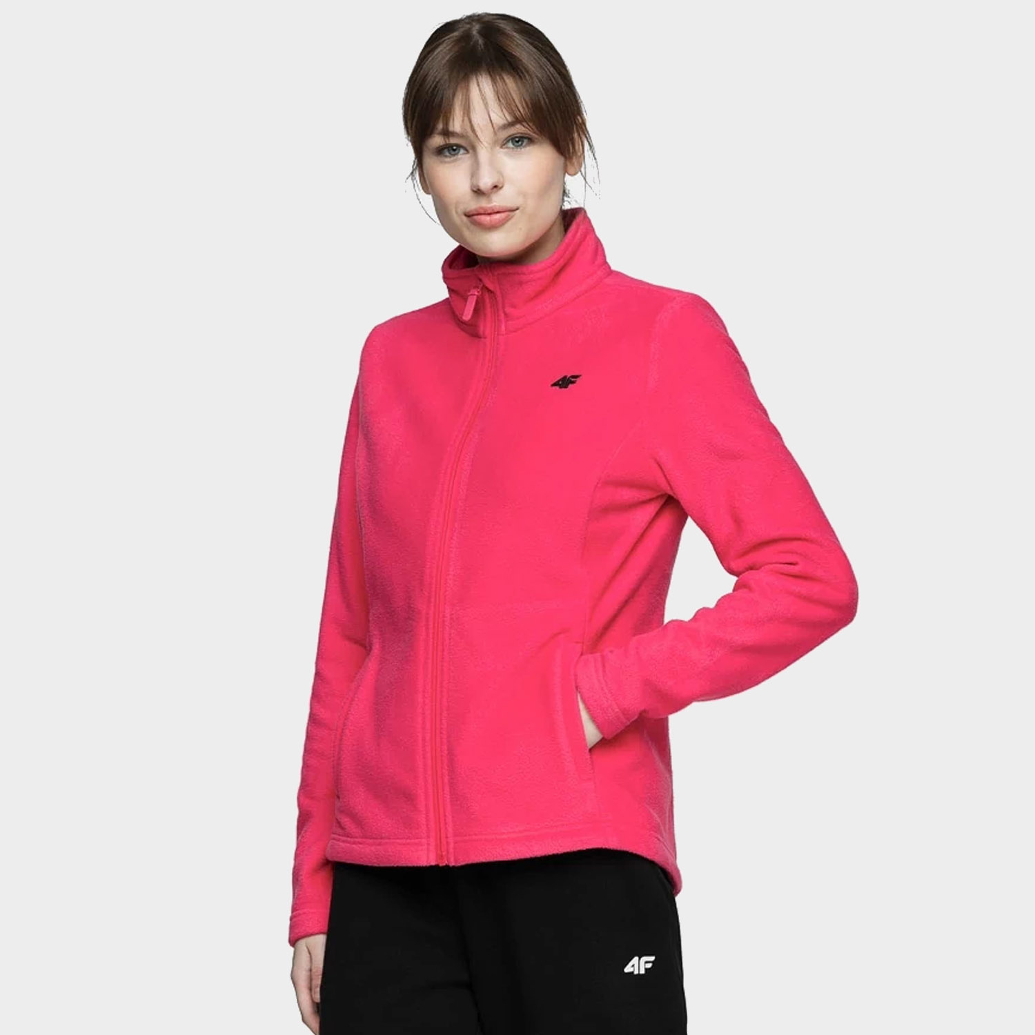 Bluza damska z kapturem rozpinana polarowa 4F NOSH4-PLD001-55S