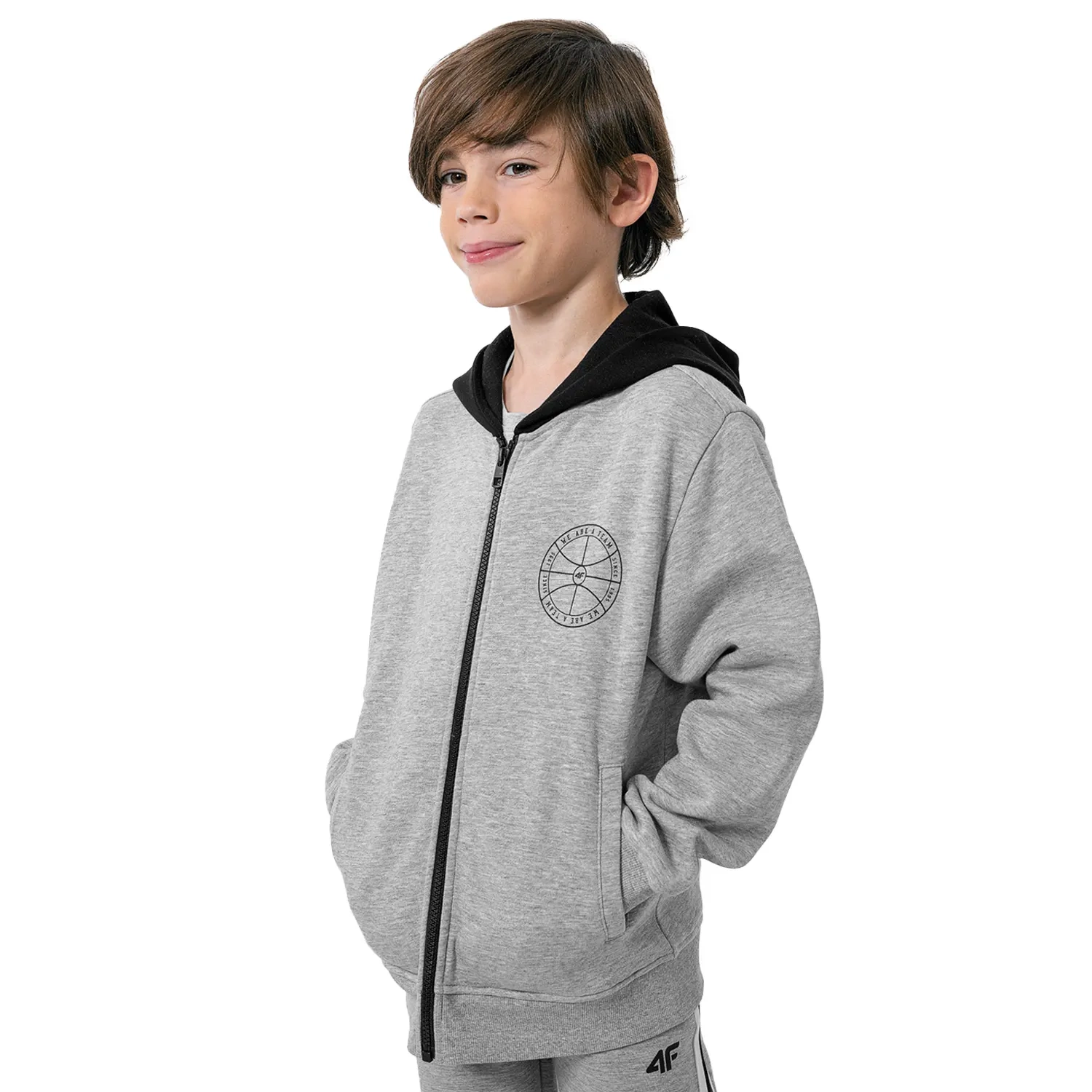 Bluza dziecięca z kapturem rozpinana 4F HJZ22-JBLM004-27M