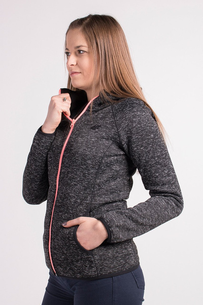 Bluza damska z kapturem rozpinana polarowa 4F H4Z18-PLD002-20M