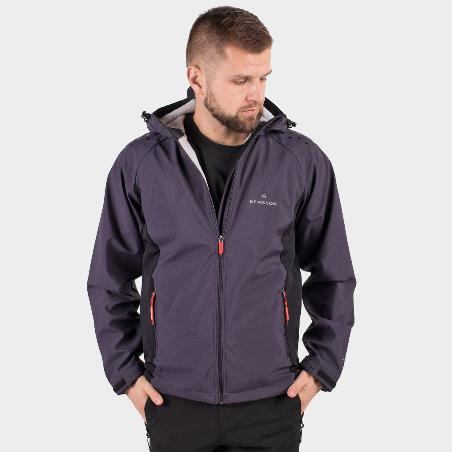Kurtka męska softshell wiatroodporna BERGSON NORDIC SS GRAPHITE