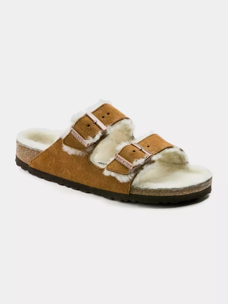 Klapki damskie BIRKENSTOCK ARIZONA SHEARLING MINK 1001135 