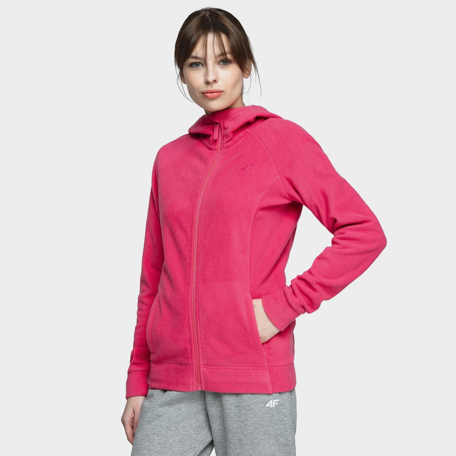 Bluza damska z kapturem rozpinana polarowa 4F NOSH4-PLD002-55S