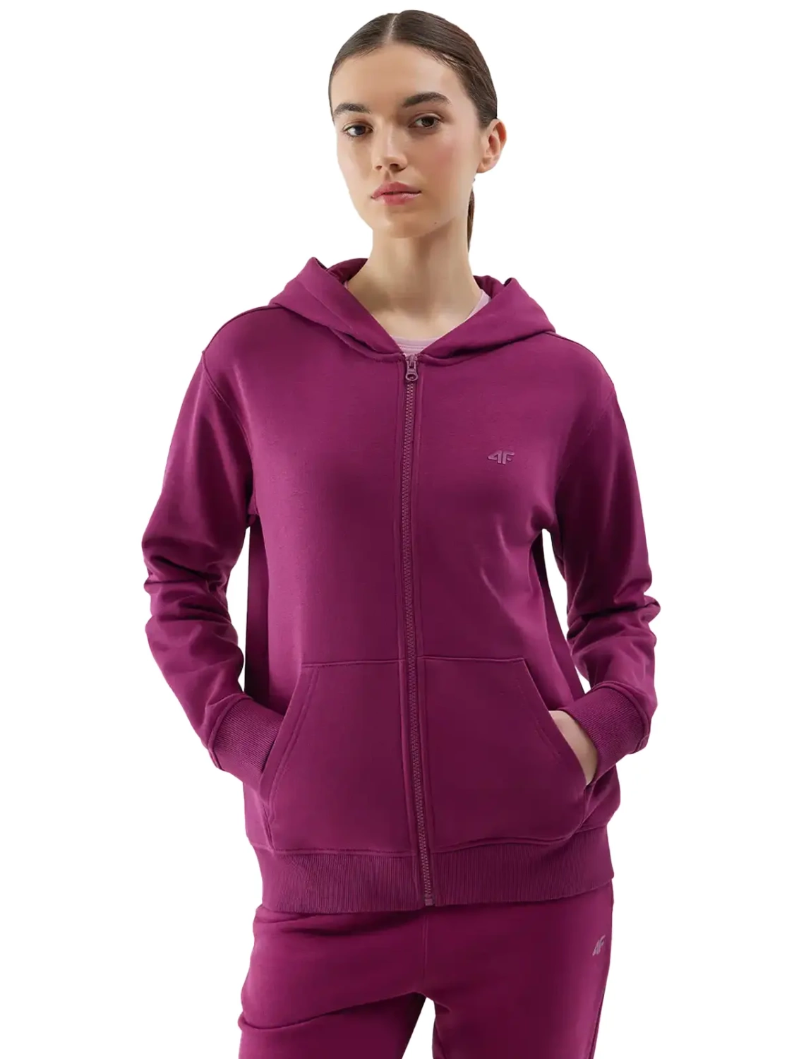 Bluza damska z kapturem rozpinana 4F 4FWSS24TSWSF0956-51S