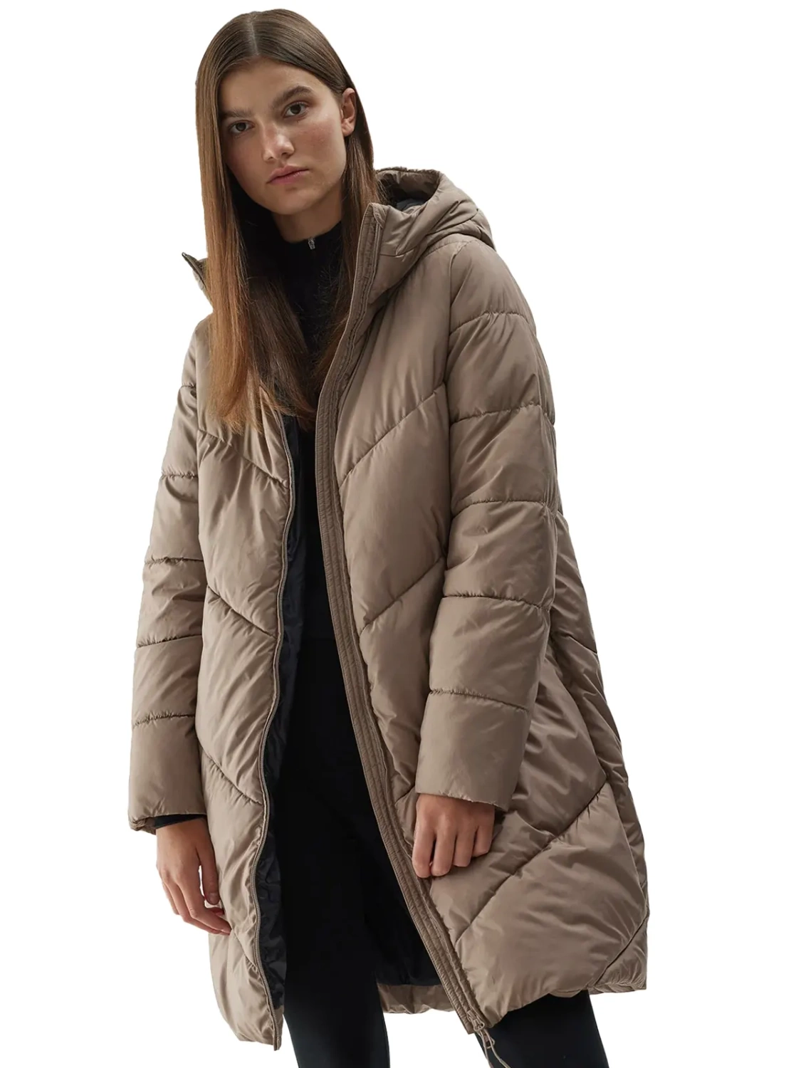 Kurtka damska zimowa puchowa długa 4F 4FAW23TDJAF235-82S