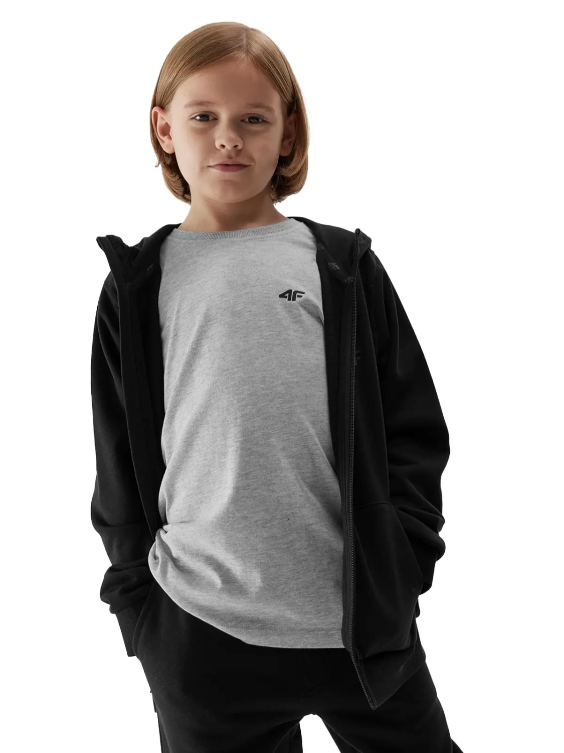 Bluza dziecięca z kapturem rozpinana 4F 4FJAW23TSWSM627-20S