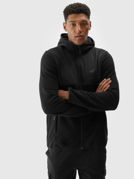 Bluza męska z kapturem rozpinana polarowa 4F 4FWAW24TFLEM269-20S