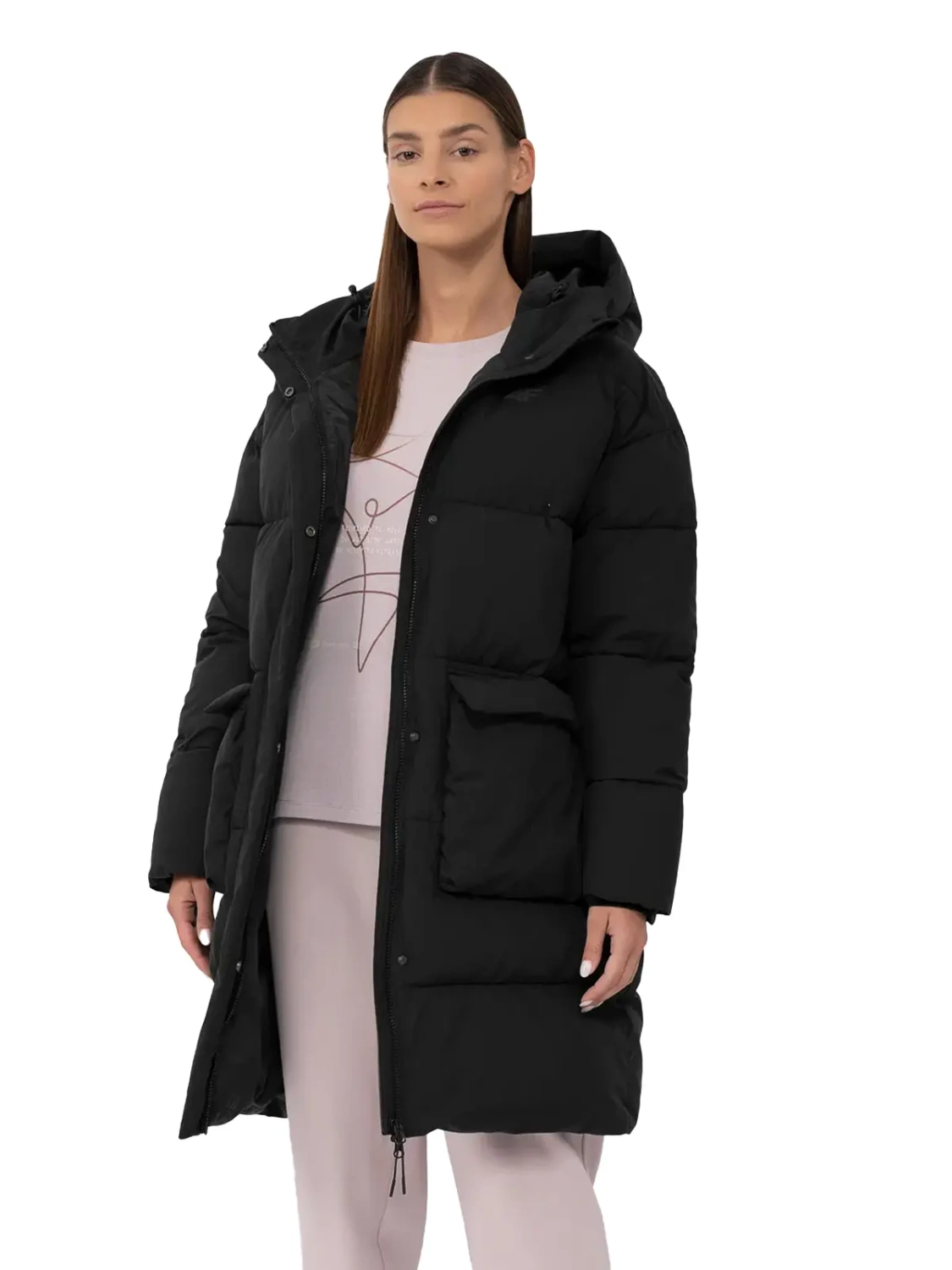 Kurtka damska zimowa puchowa długa 4F 4FAW23TDJAF236-20S