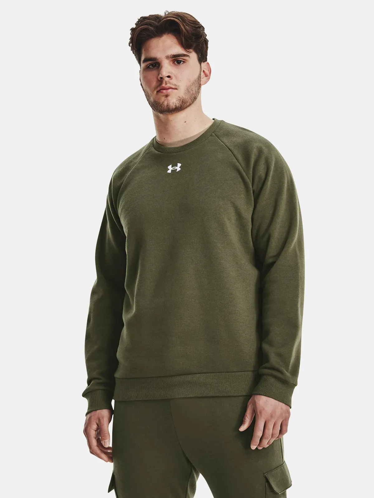 Bluza męska z kapturem UNDER ARMOUR FLEECE CREW 1379755-390 